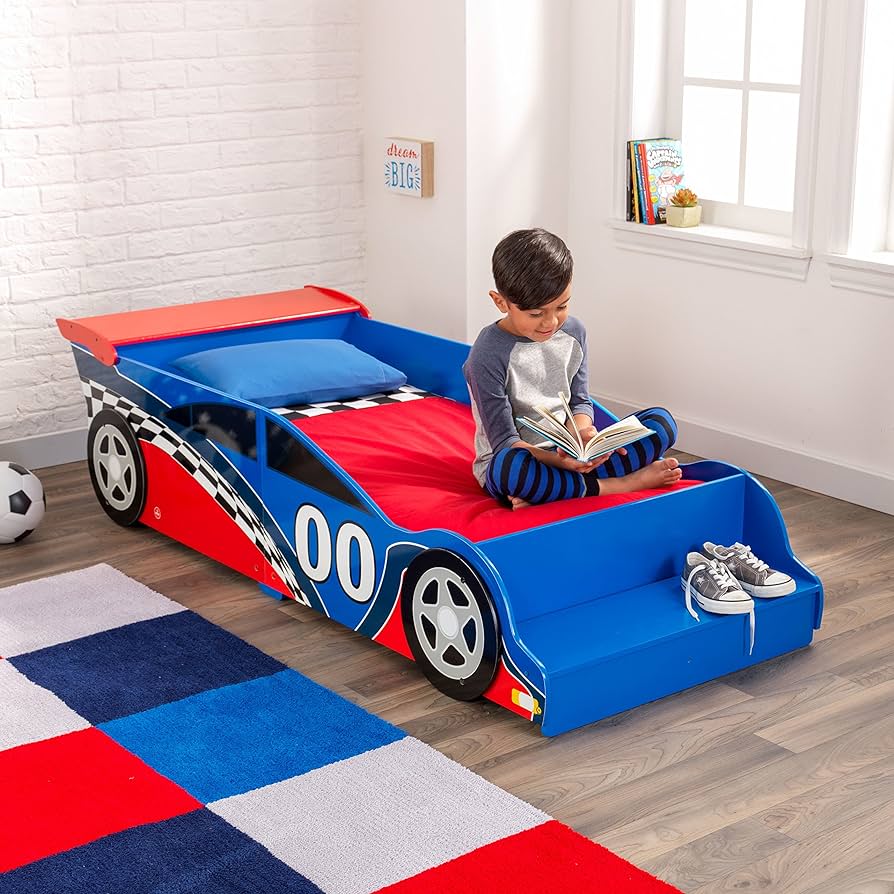 Blue Race Car Bed